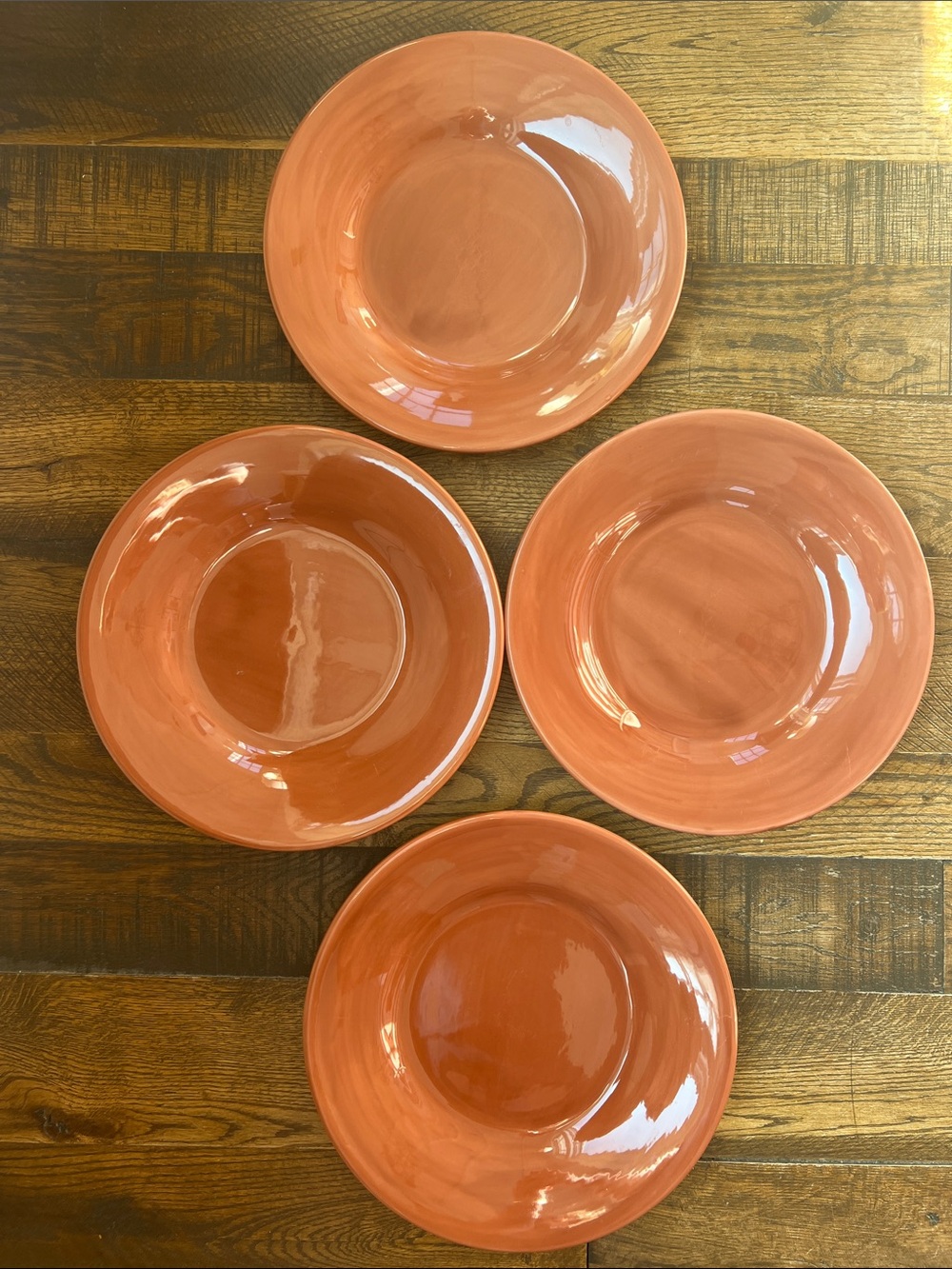 Pottery Barn Terracotta Orange Glazed Sausalito Ceramic Dinner plates - Set of 4